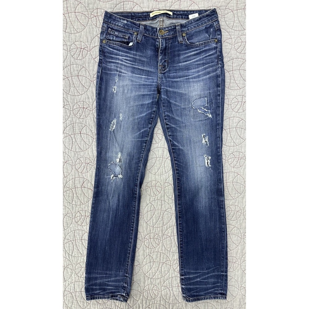 Big Star Maddie Straight Mid Rise Distressed Stretch Blue Jeans Women's 26 L